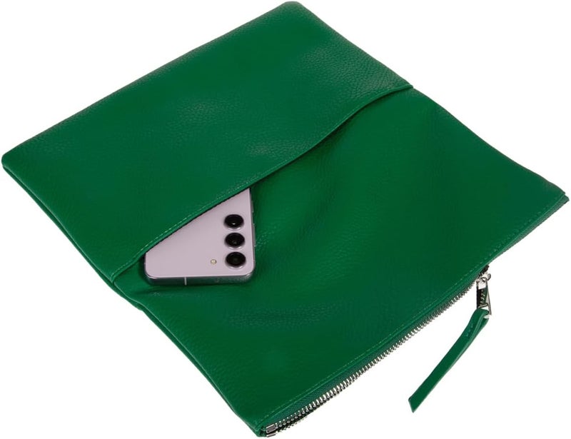 JNB Women's Faux Leather Zipper Foldover Clutch Purse with Tassel - Image 5